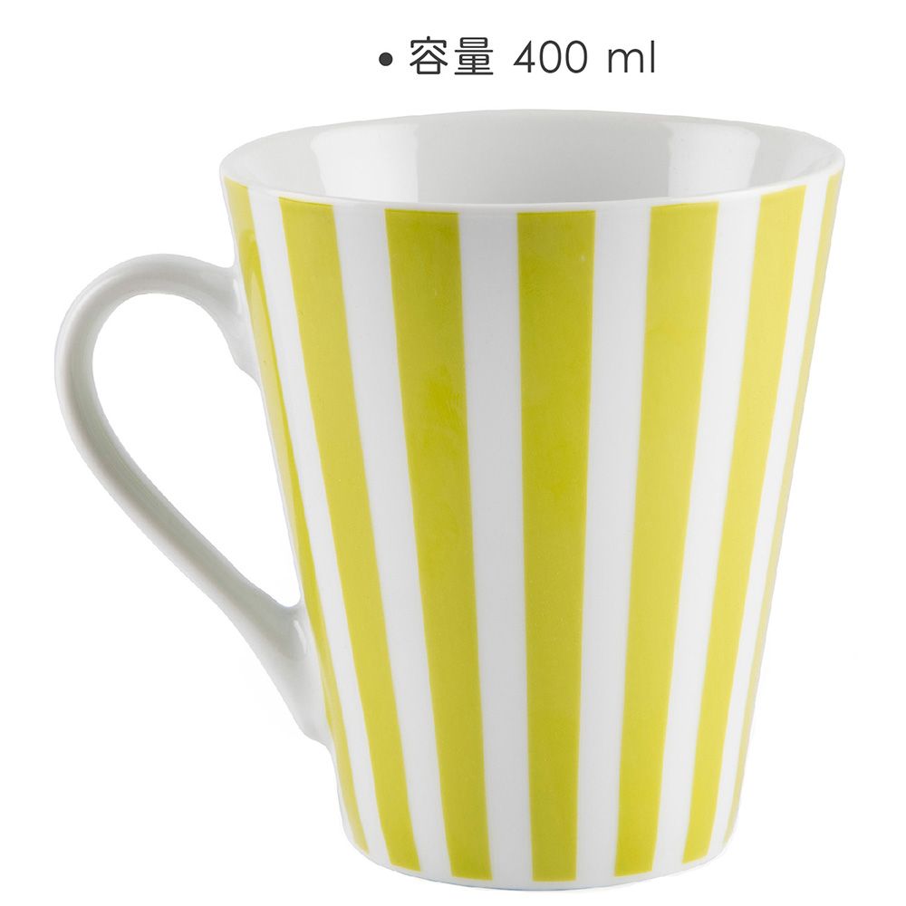 EXCELSA 瓷製馬克杯(綠直紋400ml) | 水杯 茶杯 咖啡杯