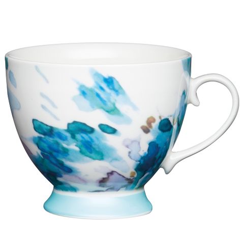 KitchenCraft 高腳骨瓷馬克杯(墨彩花400ml)