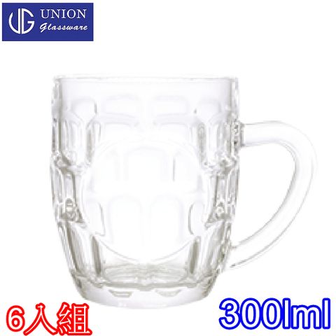 泰國UNION玻璃圓桶式有柄拿鐵杯300cc-六入組
