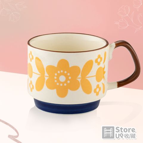 【Store up 收藏】陶瓷製 日式繽紛 復古印花咖啡杯 (AD300-3)