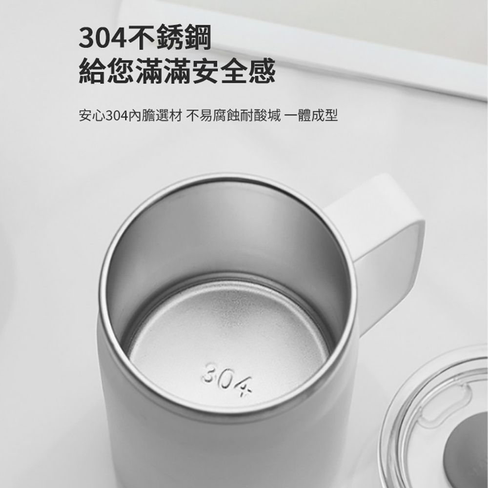 JDTECH 日式簡約附蓋馬克杯 304不鏽鋼雙層防燙咖啡杯 冷熱皆宜 密封防漏 辦公室保溫水杯 550ml
