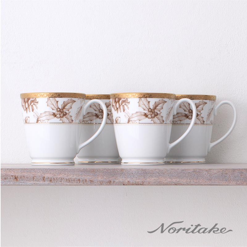 Noritake 金色聖誕金邊-馬克杯4入-聖誕節限定款