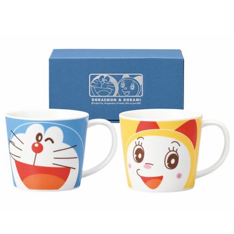 Doraemon 【 哆啦A夢】日本製 哆啦A夢 陶瓷馬克杯 2入禮盒組 280ml(茶杯水杯馬克杯)