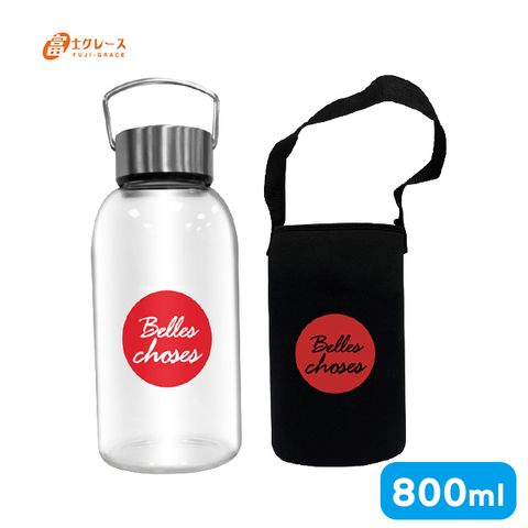 FUJI-GRACE 富士雅麗 高硼矽耐熱手提玻璃瓶800ml(紅色)