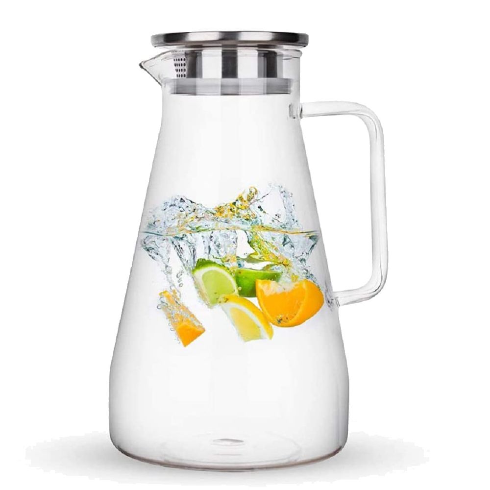  大容量北歐不銹鋼玻璃冷水壺2200ml