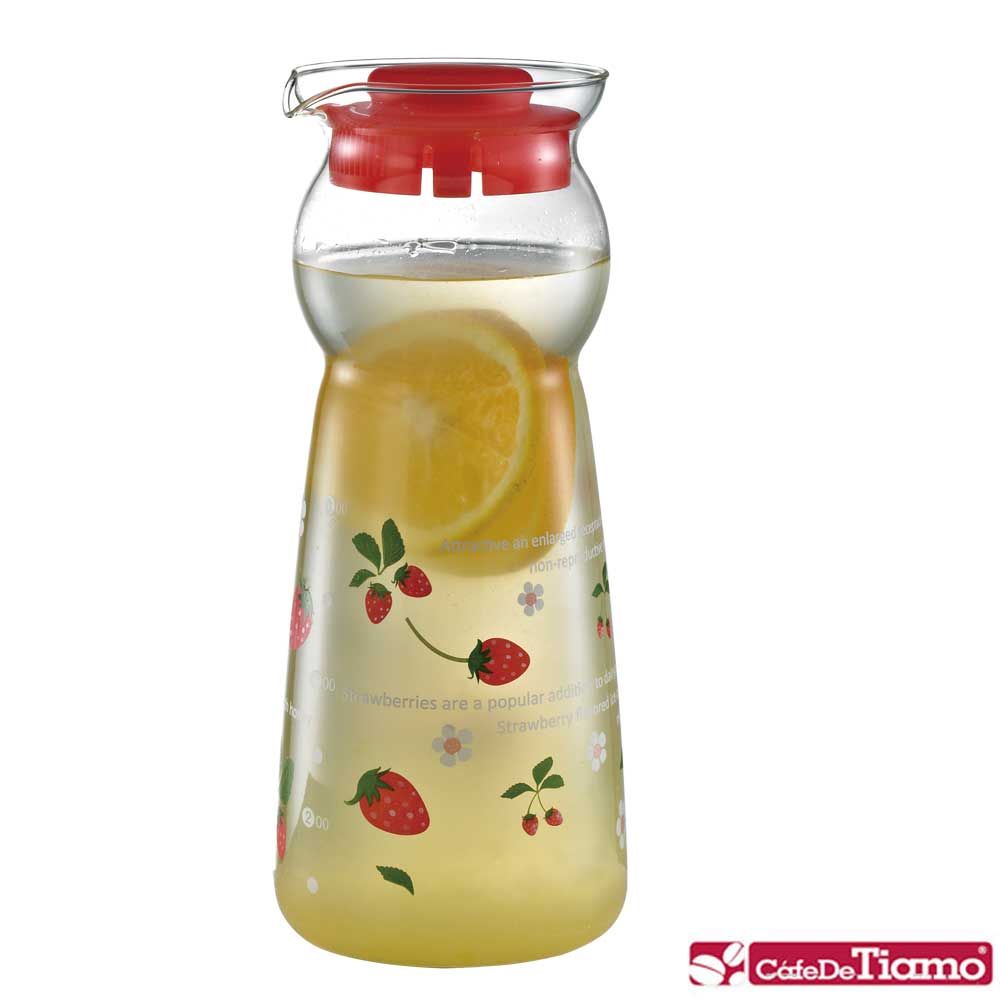 Tiamo  玻璃水壺950ml 紅色草莓(HG2289R)