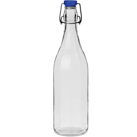 EXCELSA 直紋扣式密封玻璃水瓶(藍1000ml)