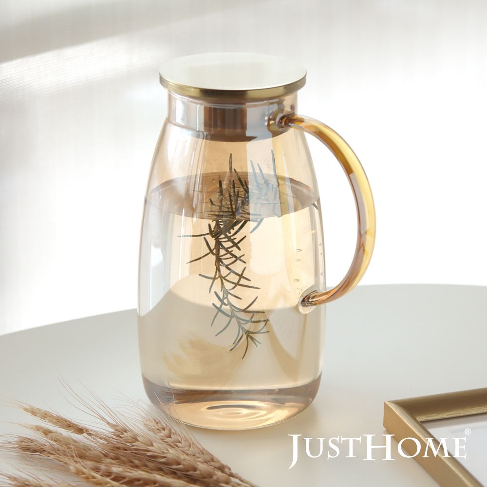 Just Home 家飾主義 透亮琥珀色附蓋耐熱玻璃壺1800ml
