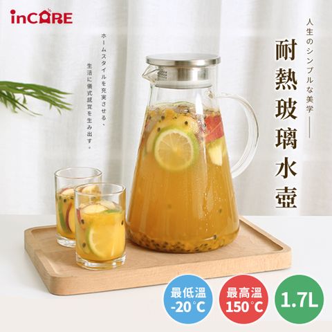 【Incare】熱銷日本耐高低溫玻璃冷水壺(1700ML/買一送一)