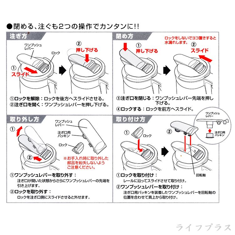 一品川流 日本製 Lustroware 岩崎可橫放按壓式耐熱冷水壺-3.0L-1支