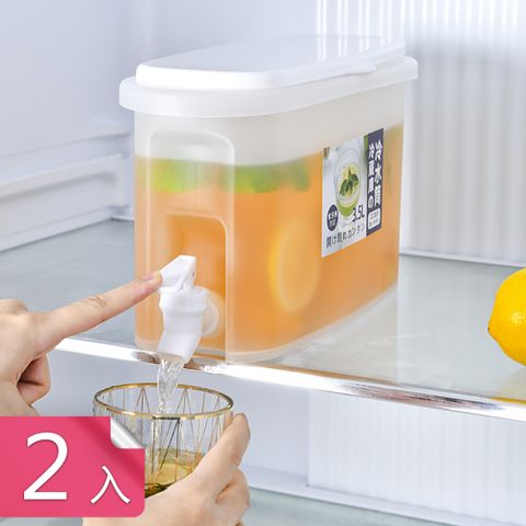 【荷生活】日式冰沏附龍頭冷水壺 大容量冷泡茶飲果汁桶-2入