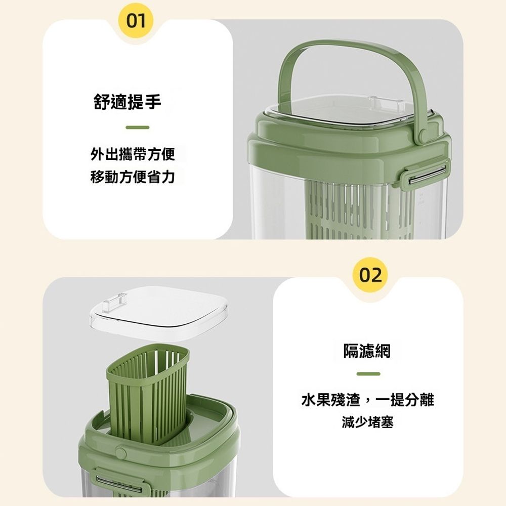  Robou 冰箱帶龍頭果茶果汁飲料冷水壺 家用戶外露營野餐冷泡茶壺 2L (飲料桶 冷飲桶 飲水桶)