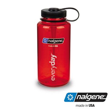 Nalgene 美國  寬嘴水壺 1000cc 紅色 (登山健行水瓶/兒童水壺)