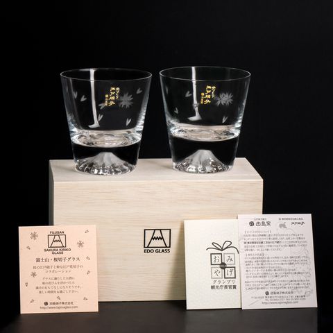 總代理公司貨 日本製【田島硝子】富士山杯 櫻花杯 限量款櫻花對杯2入 禮盒組(TG16-015-2RS)