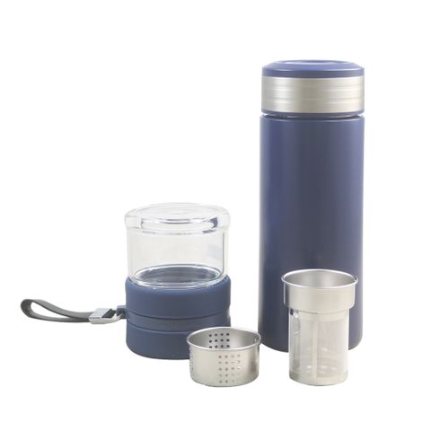 美迪達 真空泡茶杯550ml-藍色