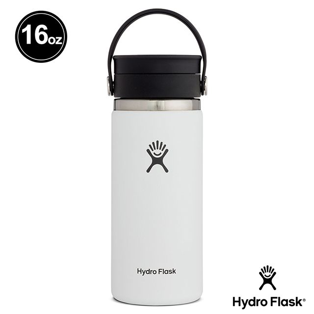 Hydro Flask  16oz/473ml 寬口旋轉咖啡蓋保溫瓶 經典白