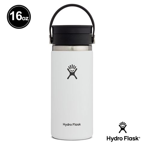 防漏設計 易洗易裝Hydro Flask 16oz/473ml 寬口旋轉咖啡蓋保溫瓶 經典白