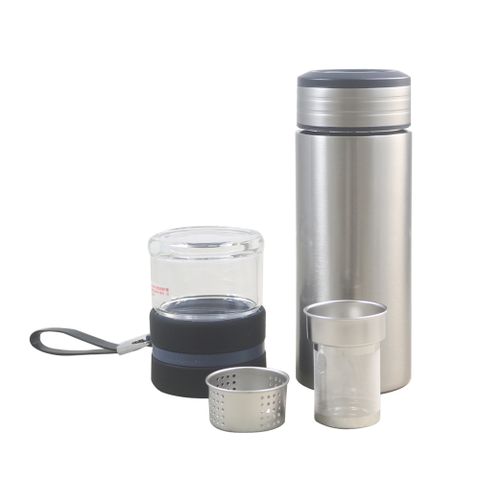美迪達 真空泡茶杯550ml-銀色