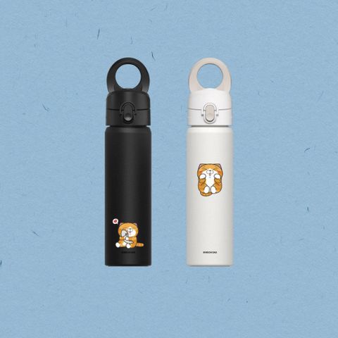 【犀牛盾】AquaStand磁吸水壺-不鏽鋼保溫瓶 700ml(附吸管)MagSafe兼容支架運動水壺∣白爛貓系列