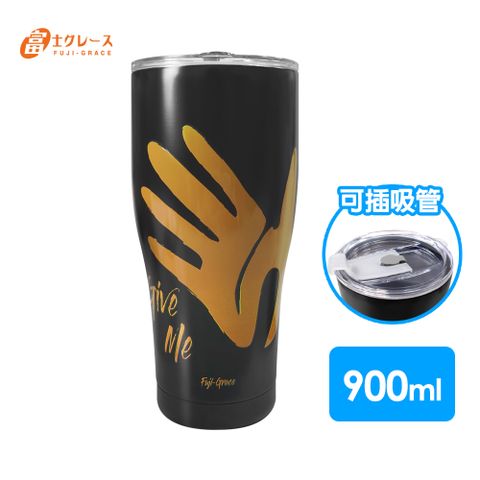 【富士雅麗 FUJI-GRACE】陶瓷噴層手印Hot瓷杯900ml -金屬黑(品牌加碼回饋3%P幣)