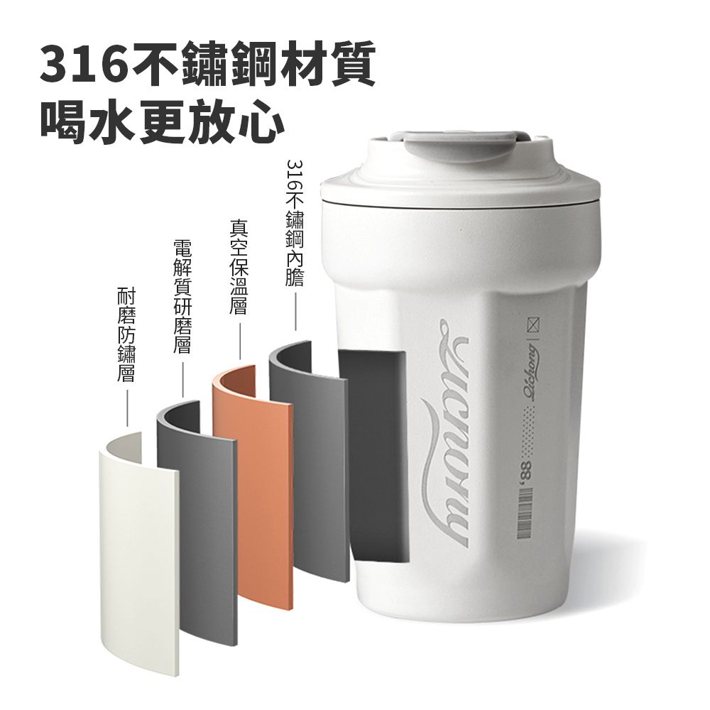 OMG 316不鏽鋼隨行保溫咖啡杯 便攜隨手杯 隨行杯 環保杯 480ml 黑色