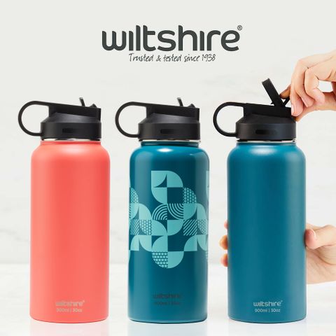 【澳洲Wiltshire】吸管不鏽鋼保溫瓶900ml_三色可選