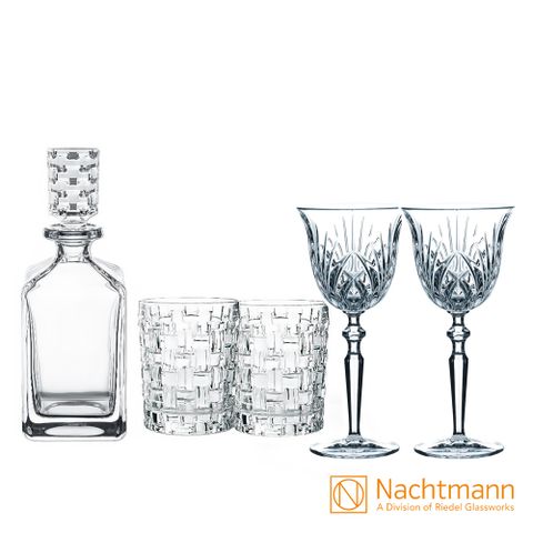 【Nachtmann】巴莎諾瓦威士忌3件組+宮廷紅酒杯2件組