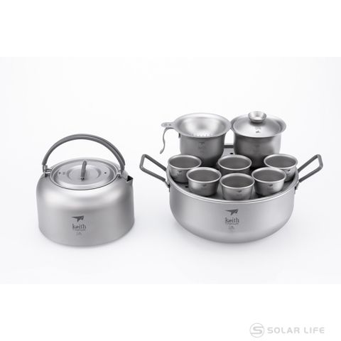 鎧斯Keith Ti3900純鈦環保攜帶式全套茶具組.居家戶外露營野餐鈦金屬輕量易清洗抗腐蝕沖泡茶壺杯