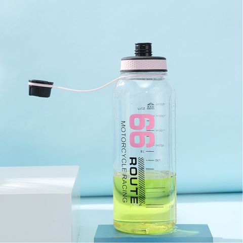 OMG 66route 1500ml大容量水壺 戶外便攜運動健身太空杯 透明水瓶 #環保杯 粉色