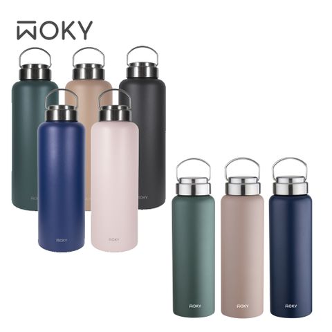 WOKY 沃廚 提手輕芯鈦瓷易潔層保溫瓶800ml+1200ML