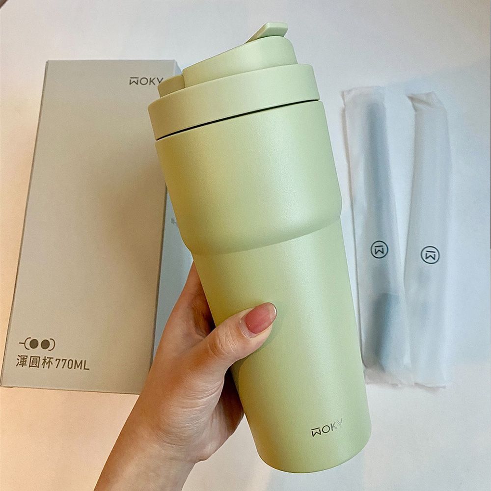 WOKY 沃廚 渾圓杯 雙層防漏 可拆式配件 770ml-2入組