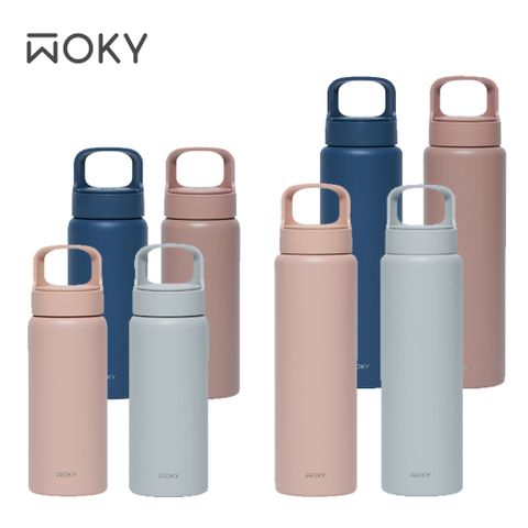 WOKY 沃廚 輕芯鈦瓷易潔層提手運動保溫瓶600ml+850ml