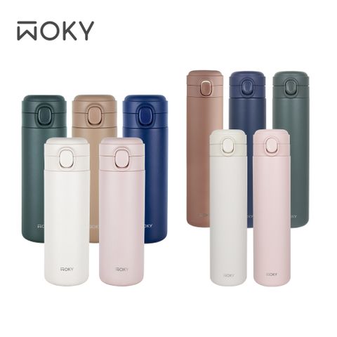 WOKY 沃廚 輕量彈蓋陶瓷易潔層保溫瓶450ML+600ML