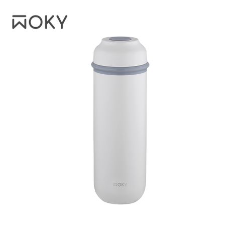 WOKY 沃廚 JIN真瓷系列-輕量隨行陶瓷保溫瓶400ML-升級版-白墨