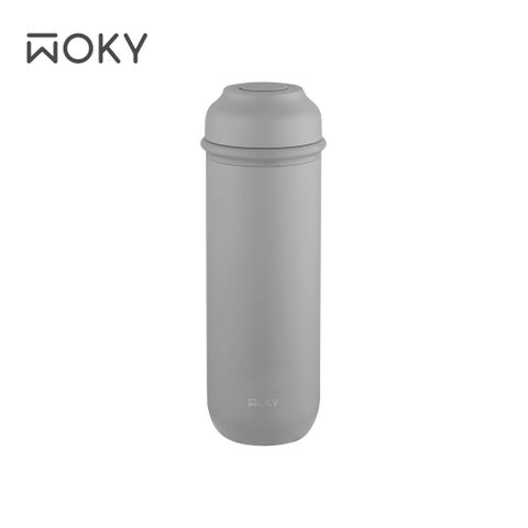 WOKY 沃廚 JIN真瓷系列-輕量隨行陶瓷保溫瓶400ML-升級版-灰墨