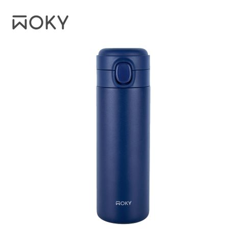 WOKY 沃廚 輕量彈蓋陶瓷易潔層保溫瓶450ML-夜幕藍