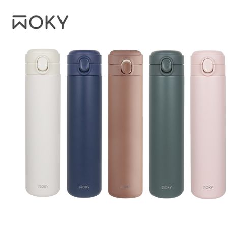 【WOKY 沃廚】輕量彈蓋鈦陶瓷易潔層保溫杯600ml