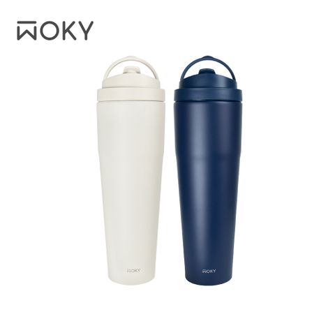 WOKY 沃廚 手提激凍輕芯鈦瓷易潔層保溫杯1000ML(附吸管)