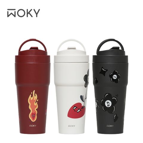 WOKY 沃廚 KURT 渾圓杯鈦陶瓷770ml(附矽膠粗吸管 + Tritan彈跳粗吸管)