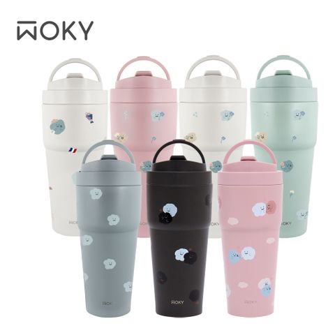 WOKY 沃廚 方坊 渾圓杯鈦陶瓷770ml(附矽膠粗吸管 + Tritan彈跳粗吸管)