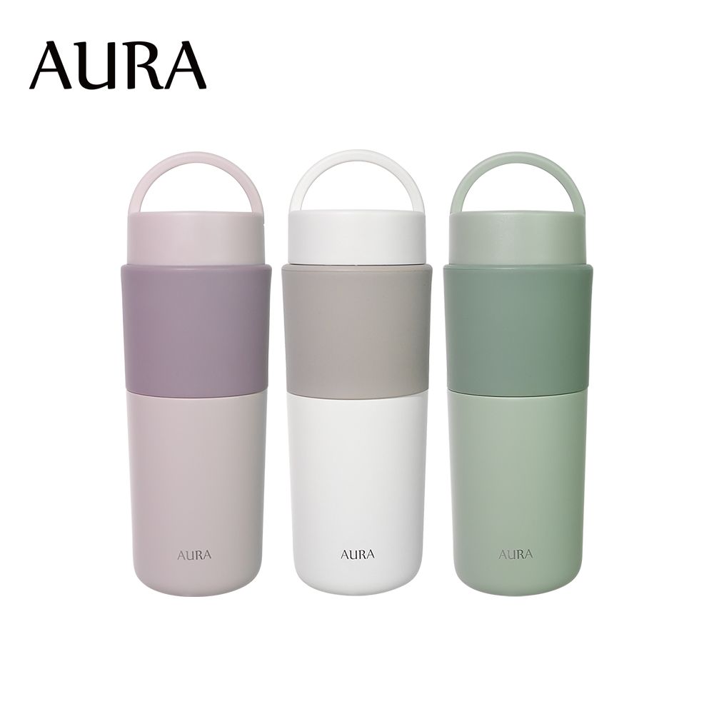 AURA 艾樂 隨行提手真陶瓷保溫杯525ML