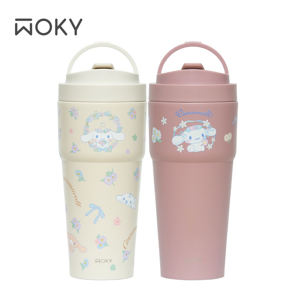 WOKY 沃廚 三麗鷗聯名渾圓杯雙層陶瓷750ml(附矽膠吸管)