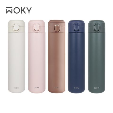 WOKY 沃廚 輕量彈蓋鈦陶瓷易潔層保溫杯600ml