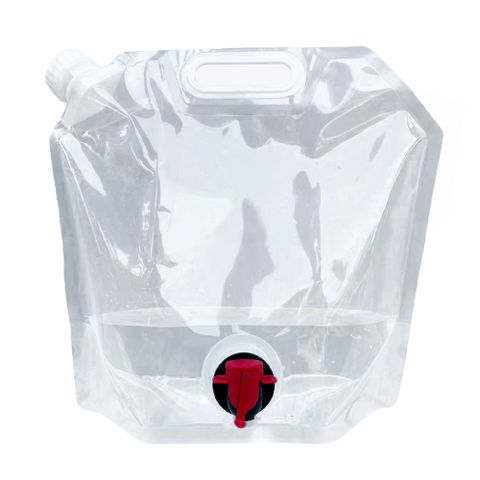 折疊提水袋(帶閥門) 透明 10L (提水袋 折疊水袋 便攜水袋 戶外用水袋 環保水袋 旅行必備 戶外生活 輕便水袋)