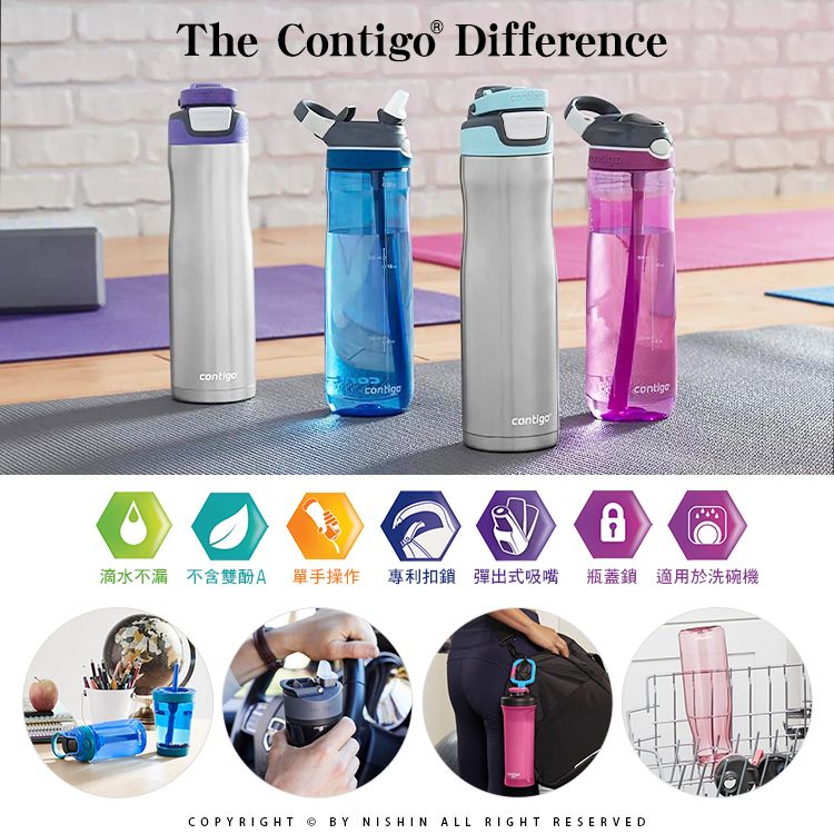 Contigo 【美國】Cortland 2.0 運動直飲瓶710cc-冷灰