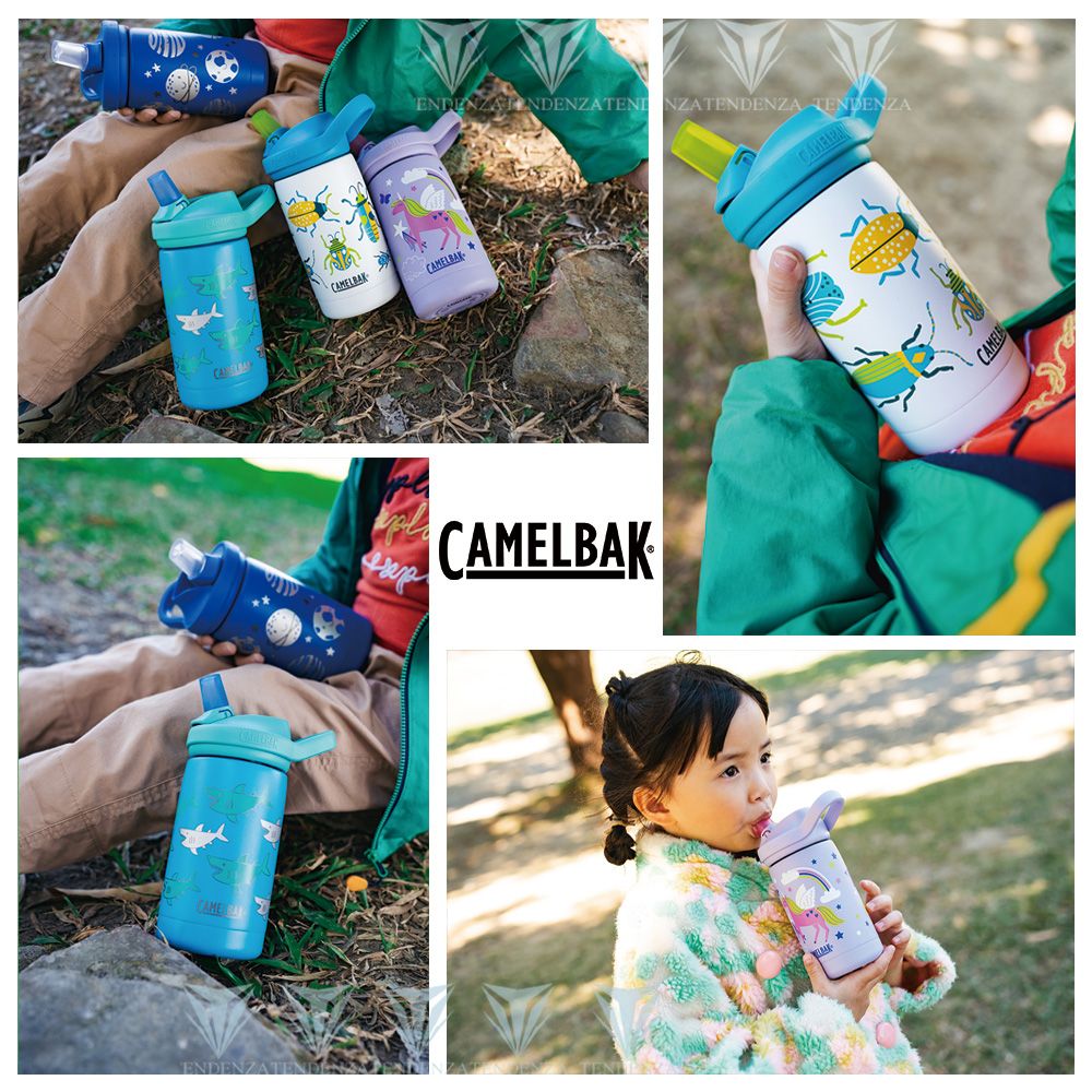 CamelBak 【美國】350ml eddy+ kids兒童吸管不鏽鋼保溫瓶(保冰)-鯊魚學校