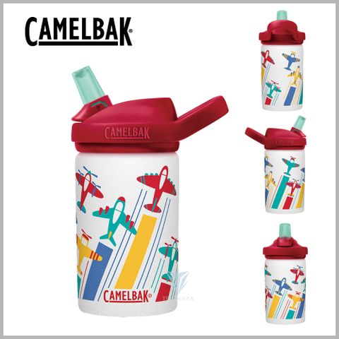 贈防塵蓋【美國CamelBak】400ml eddy+ kids兒童吸管單層不鏽鋼瓶-噴射飛機