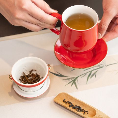 ACERA 乾唐軒 好器尊享四件杯泡茶組 / 附茶漏+杯盤 / 描金 / 3色 170ml