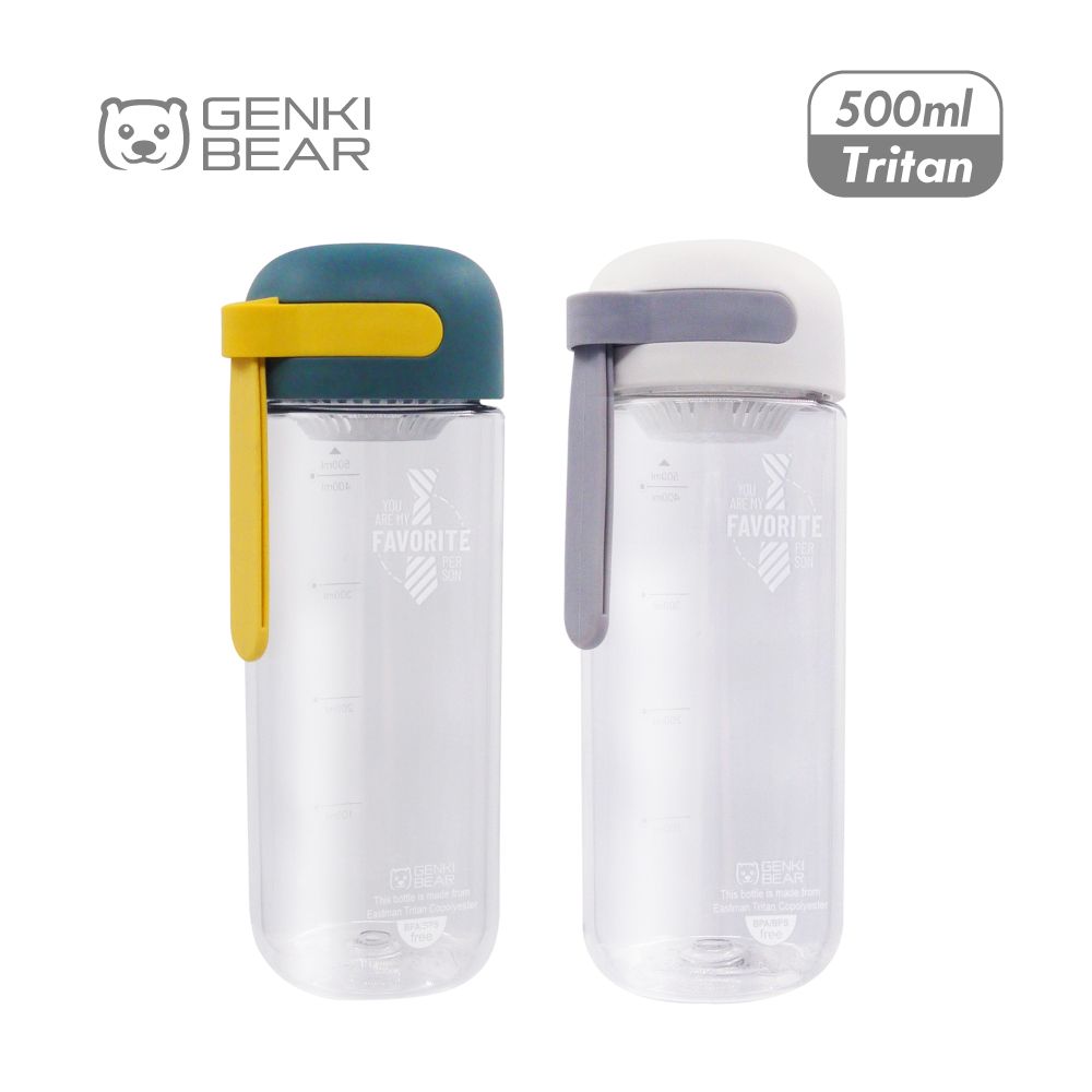 GENKI BEAR 元氣熊  領帶Tritan隨身水瓶 500ml -白色