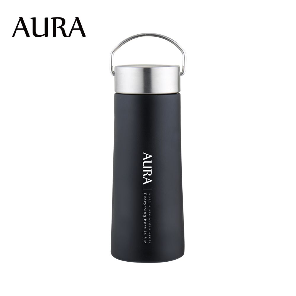 AURA 艾樂 簡約陶瓷不沾保溫瓶550ML-時尚黑